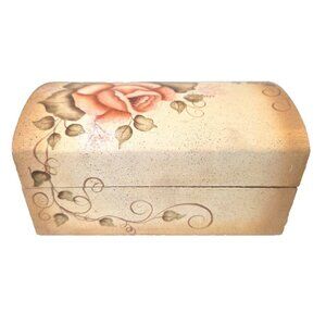 A Rose For Mom Jewelry Trinket Box Hand Painted Vtg1985 Mothers Day AS IS
